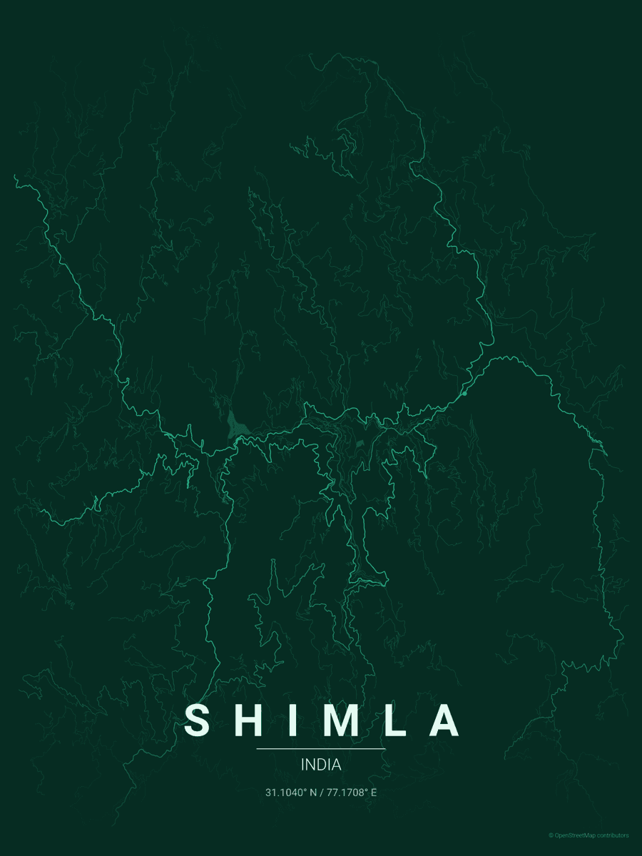 Map of Shimla, Himachal Pradesh, India